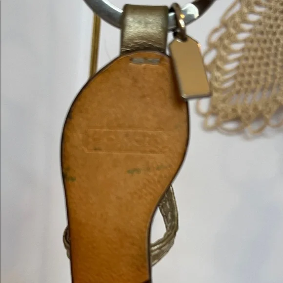 Coach Gold Sandal Keychain with Pink Flower - Picture 6 of 10